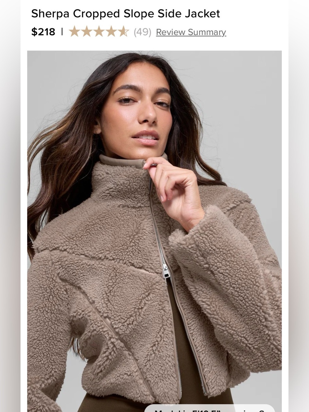 Sherpa Cropped Slope Side Jacket, like new size small